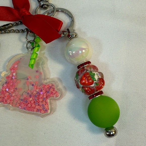 Upcycled Coach Keychain/Bag Charm with Strawberry Shortcake - Picture 9 of 11
